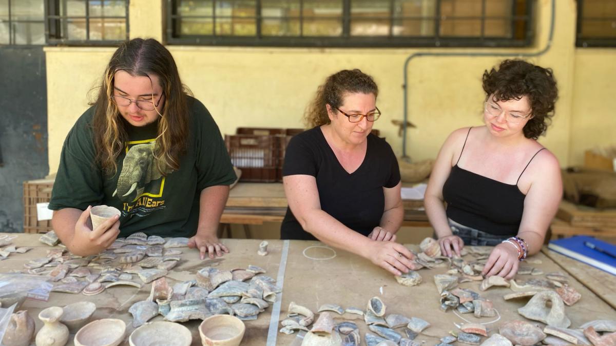 Emilia Oddo and students cataloging ancient Greek ruins