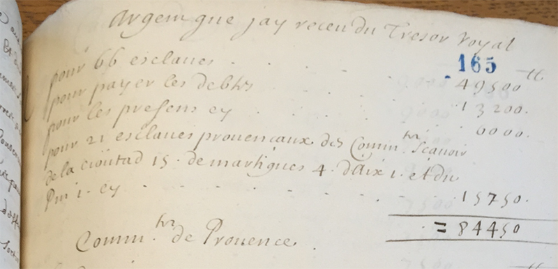 Ledger of funds for ransoming French slaves in N. Africa