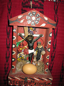 The egg, the black Christ of Esquipulas and Martin de Porras.