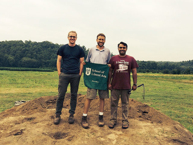 Benjamin Davis, Chris Rodning, and Jayur Mehta at the Berry site, western North Carolina