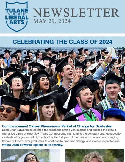 School of Liberal Arts at Tulane Newsletter, April 2024