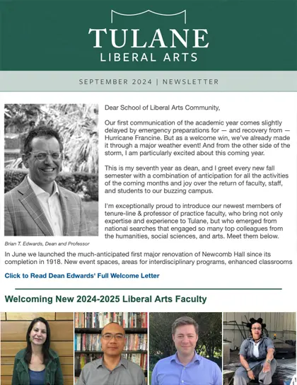 School of Liberal Arts at Tulane Newsletter, September 2024