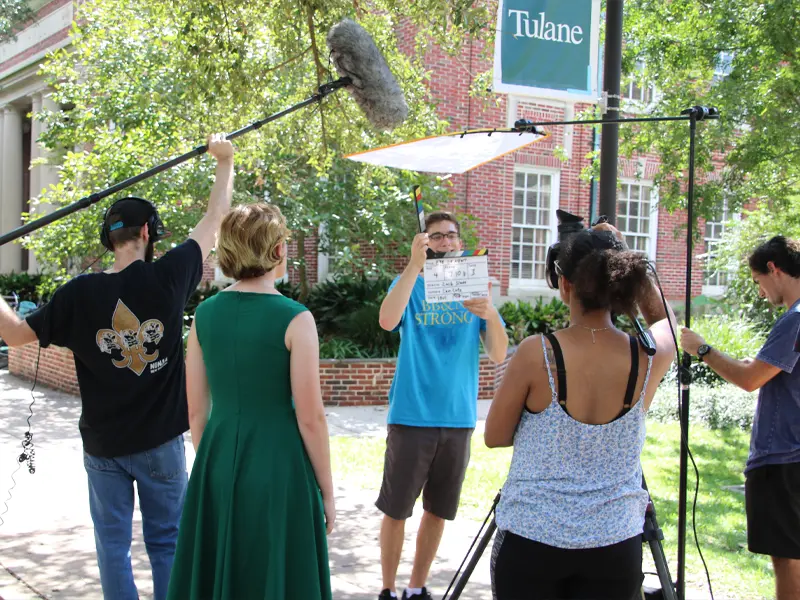 Students recording high quality sound at Tulane University