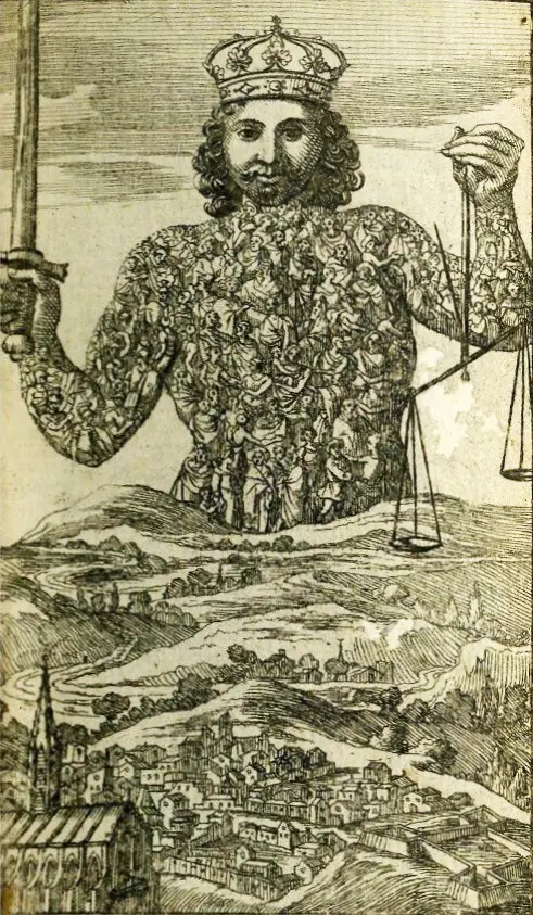 Detail from Engraved Frontispiece of Le corps politiques, T. Hobbes, (Rouen, 1652)