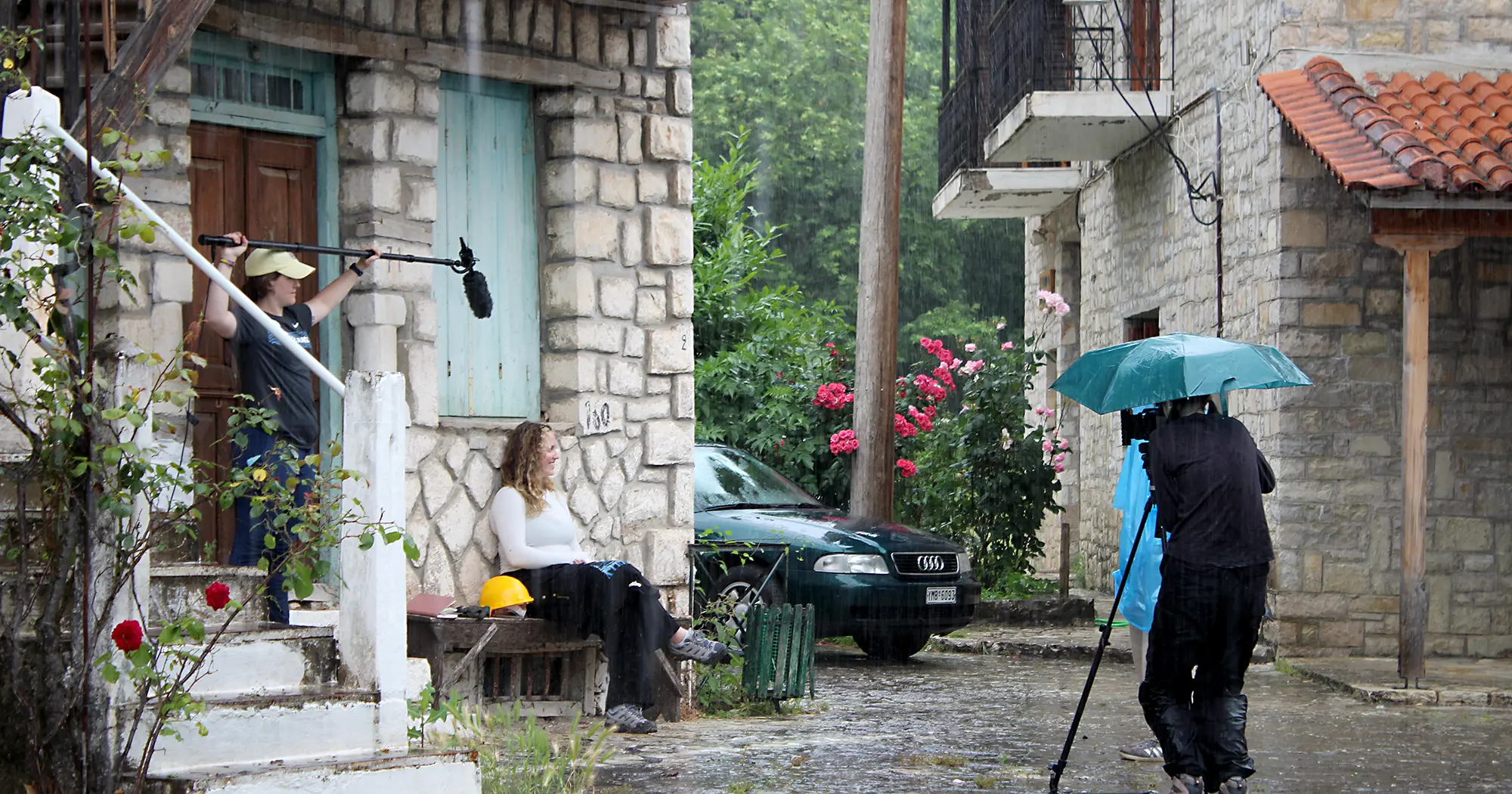 Tulane students filming in Greece