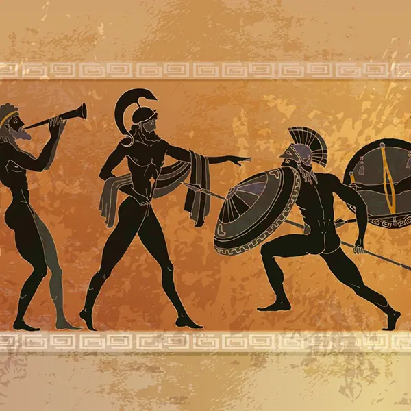 Ancient Greece scene on pottery