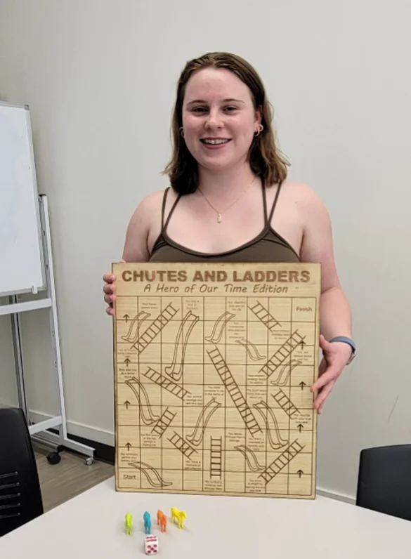 Aubrey Augustine (’25), with Russian Literary version of Chutes and Ladders