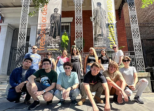 Prof. Lidia Zhigunova and Tulane Russian Program Students at Freedom or Death Exhibit