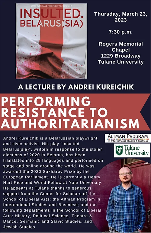 Flyer for Performing Resistance to Authoritarianism Event