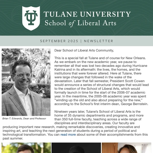 Tulane School of Liberal Arts Newsletter