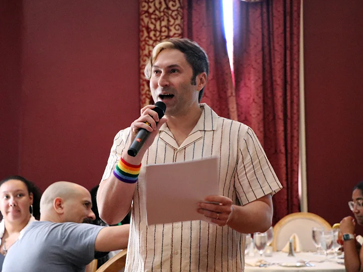 History PhD candidate Bobby Fieseler delivering keynote address