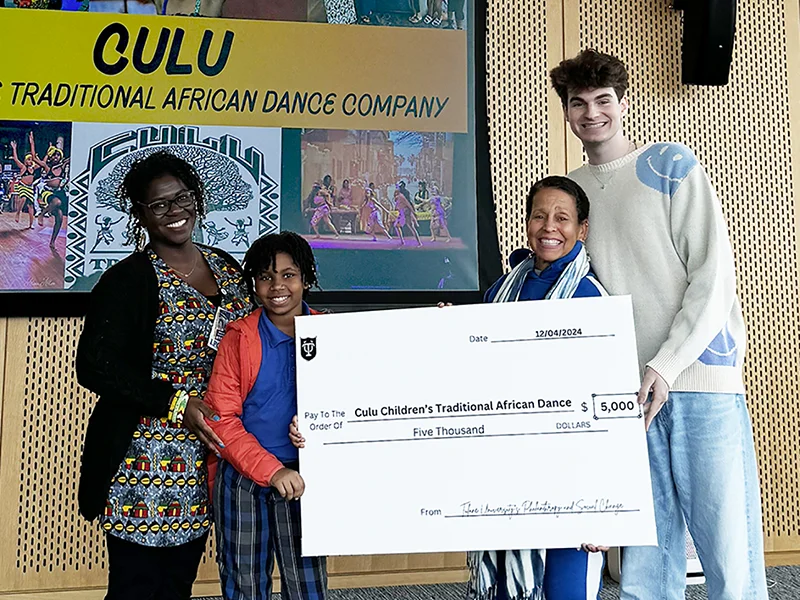 Philanthropy & Social Change students with grant recipients at the Check Ceremony