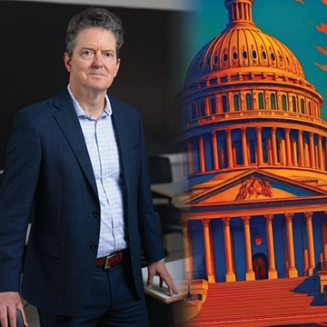 Tulane professor Douglas Harris and illustration of the US Capital