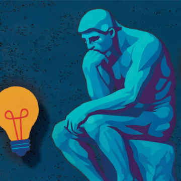 Illustration of The Thinker and lightbulb