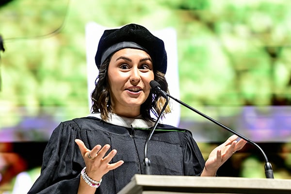Ali Vitali giving commencement address