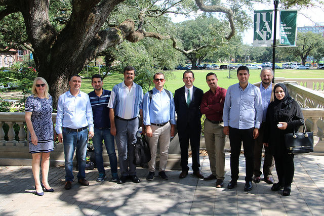 Iraqi archeologists visiting Tulane with Dean Edwards