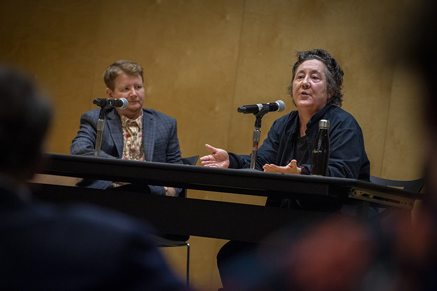 Red V Tremmel and Christine Vachon at the Bobby Yan Lectureship in Media and Social Change