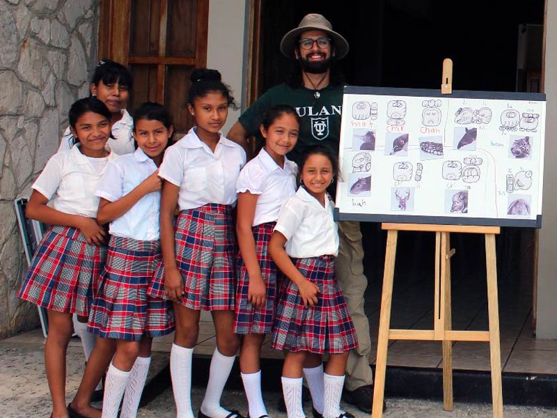Rubén Morales Forte, with students from Dolores, Petén, Guatemala