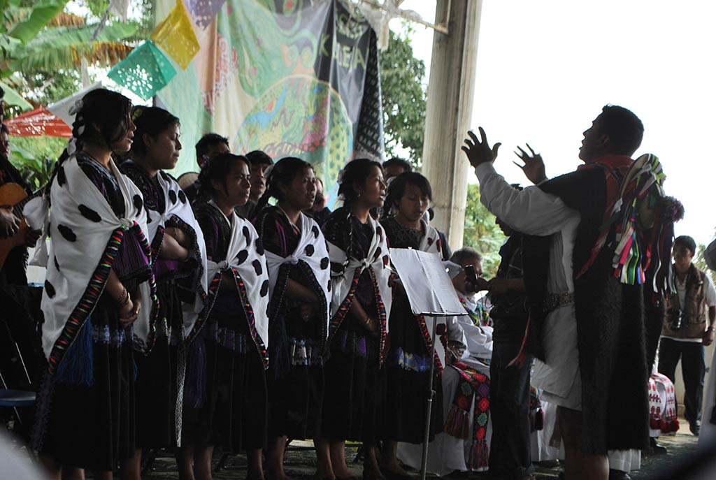 Choir singing at a commemoration for the 1997 Acteal Massacre