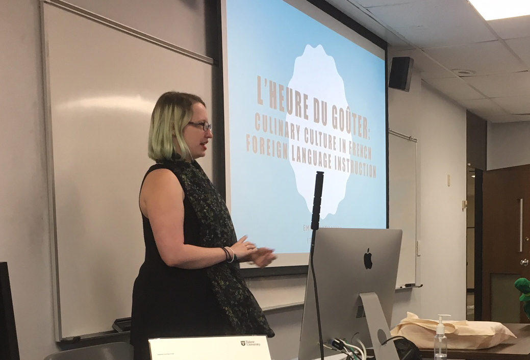 Emily Hathaway presenting at the Foreign Language Pedagogy Symposium