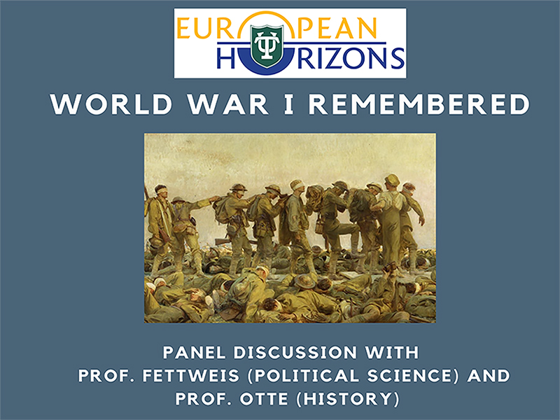 European Horizons: World War I Remembered event flyer