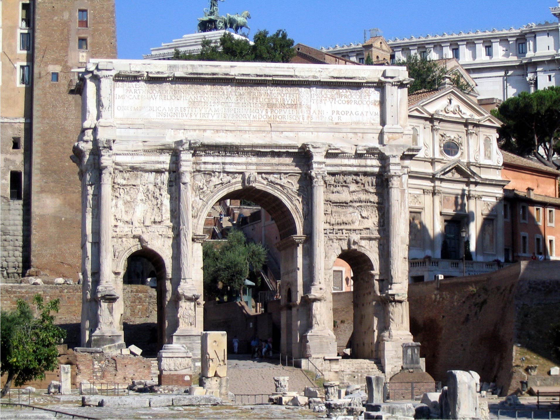 Arch of Septimius Severus in the Roman Forum, 203 CE, Rome, Italy