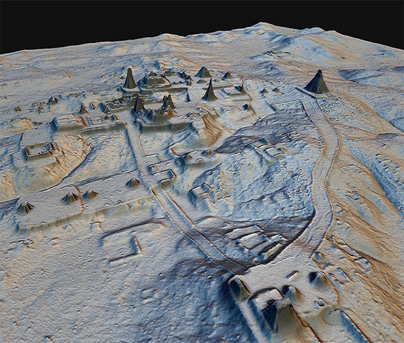 light detection and ranging (LiDAR) technology image showing Mayan complex