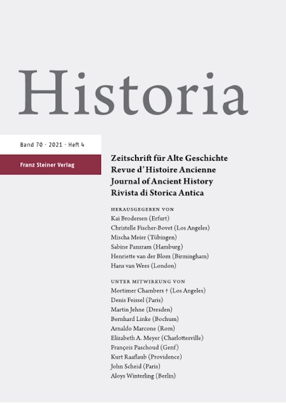 Book Cover for 2021 Historia Vol 70 Issue 3