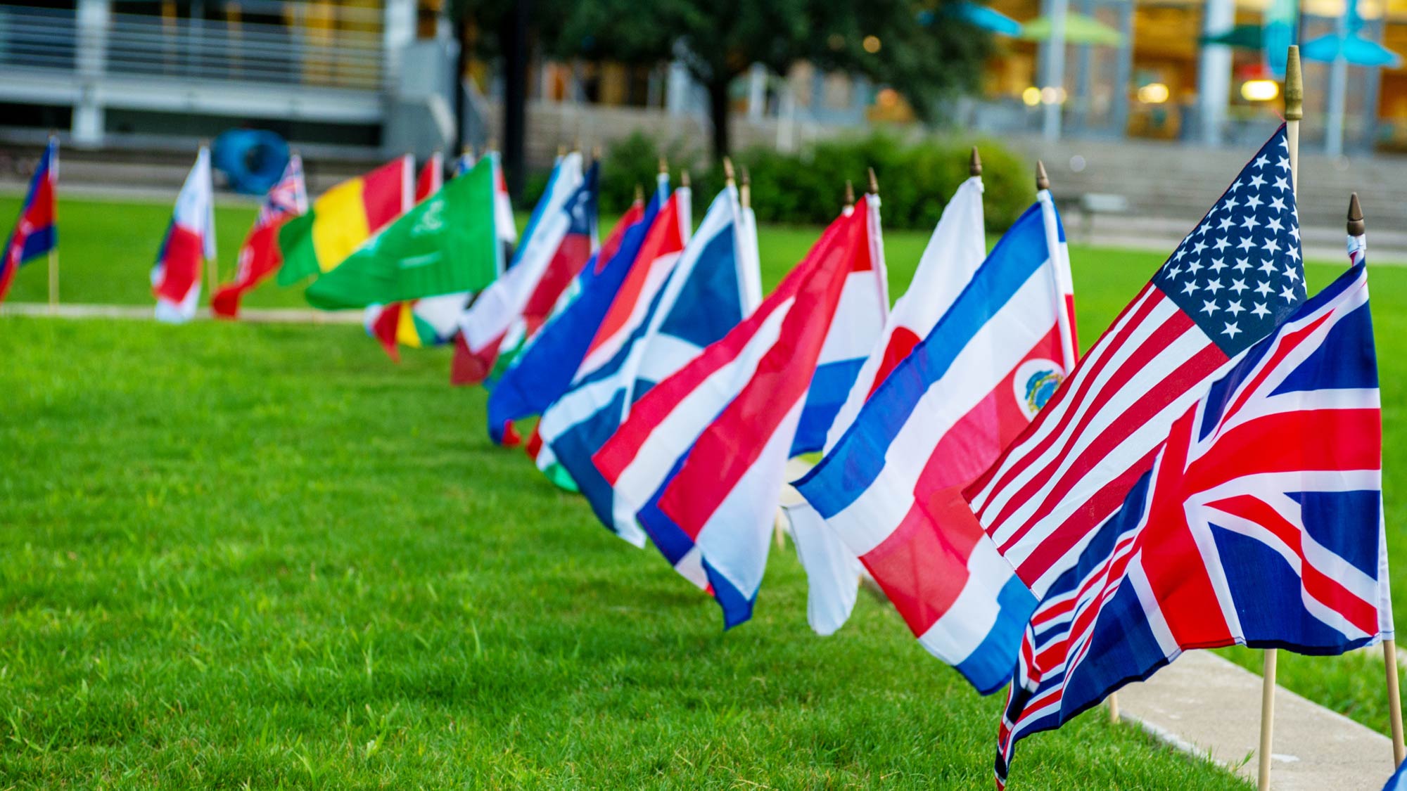 National Flags of the World in front of Lavin-Bernick Center, Tulane University