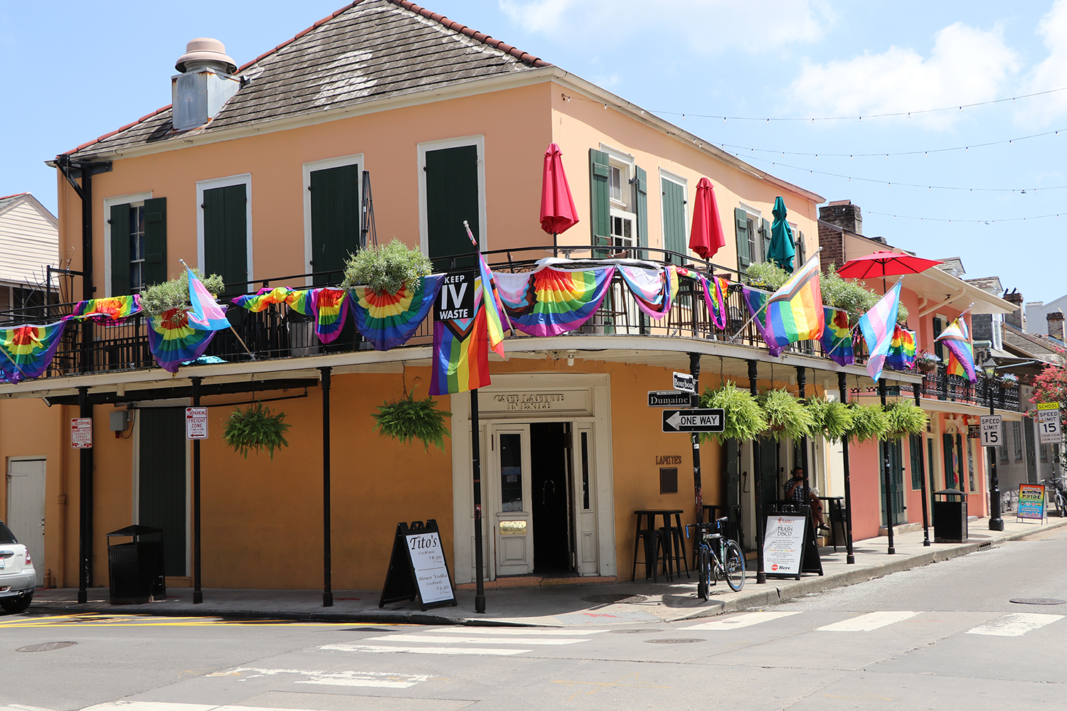 Pride decor in the French Quarter