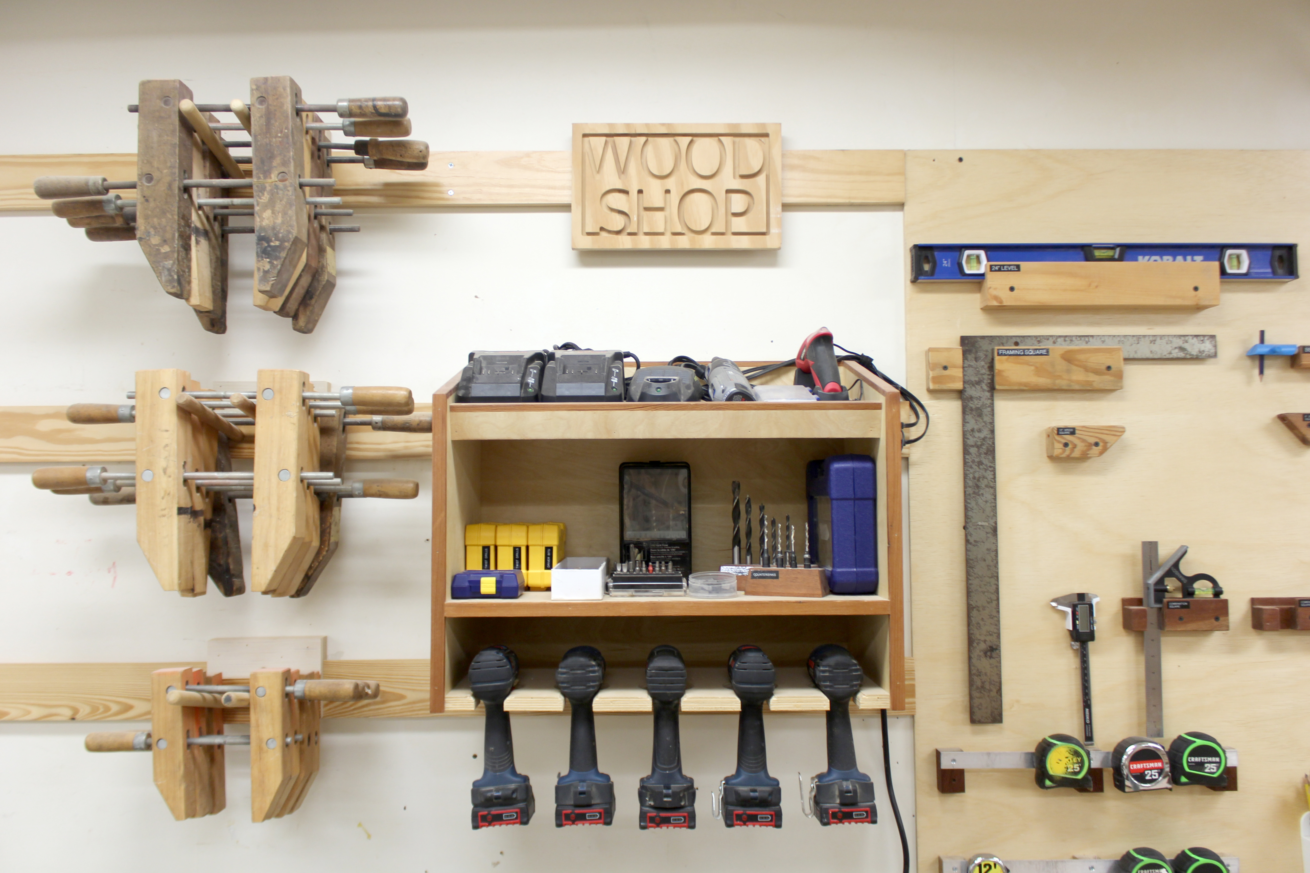 Tool Wall of the Newcomb Art Wood Shop at Tulane