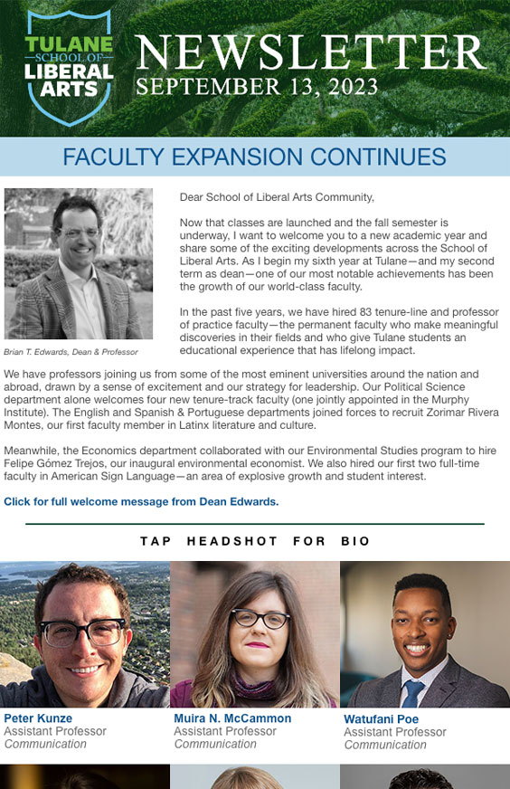 Faculty Expansion Continues - September 2023 Newsletter