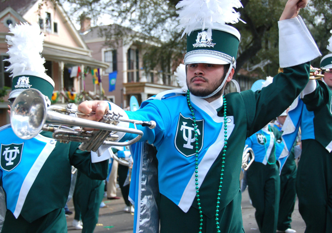 Mardi Gras parade with the Tulane University Marching Band