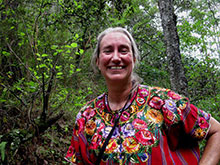 Judith Maxwell, Happy to have reached solid ground at the edge of the stream in the ravine.