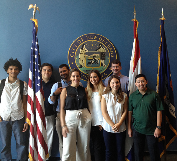 Tulane Professor Brian Brox with students at New Orleans at City Hall this summer