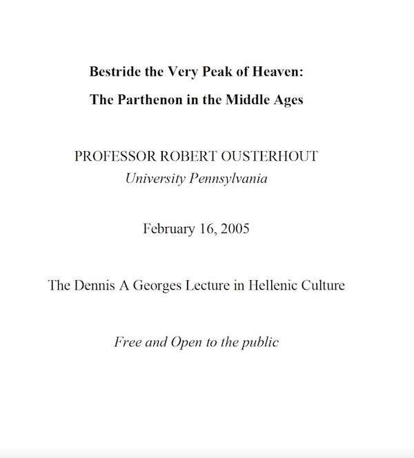 Flyer for the 2005 Georges Lecture: Bestride the Very Peak of Heaven