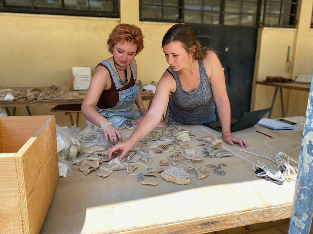 Classical Studies students practice ceramic analysis