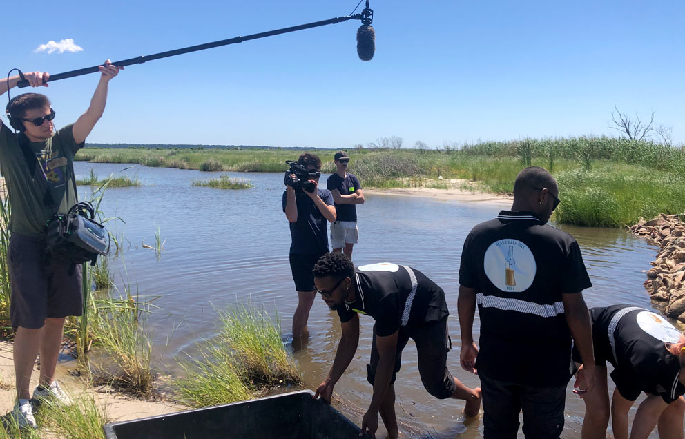 Students filming a scene