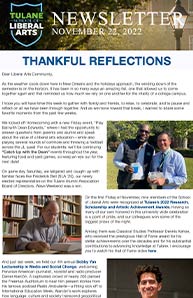 Thankful Reflections - Noveber 2022 Newsletter