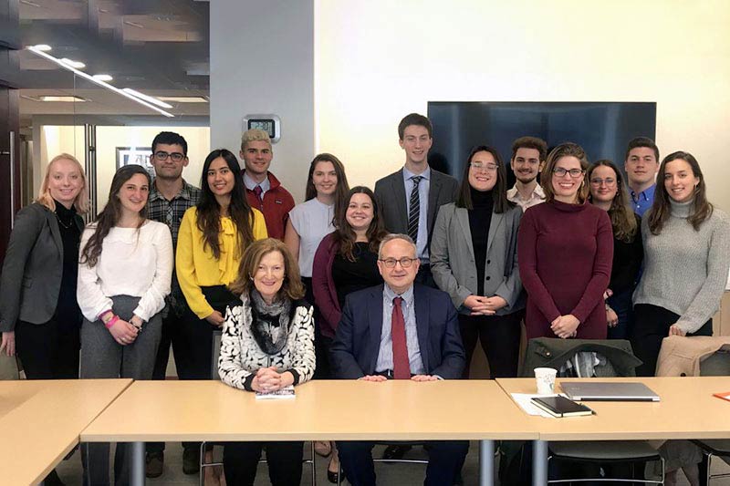 Nora Lustig, Michael Shifter, with students in the "Bridges to Policy" program