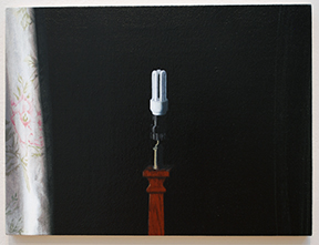 painting of lighting fixture with drapery
