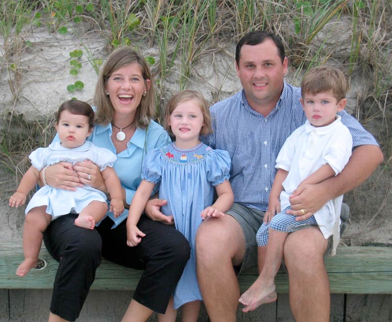 Linda Fisher Reese (NC '91) and Ted Reese (E '92) with their three children