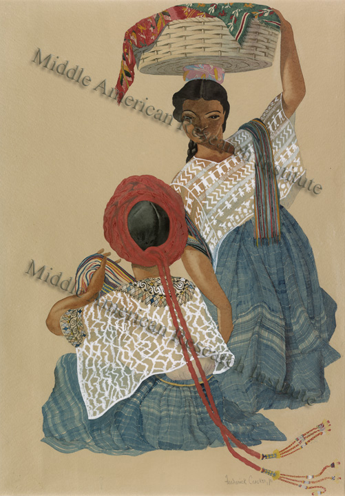 Frederick S. Crocker, Jr Watercolor of two Mayan people