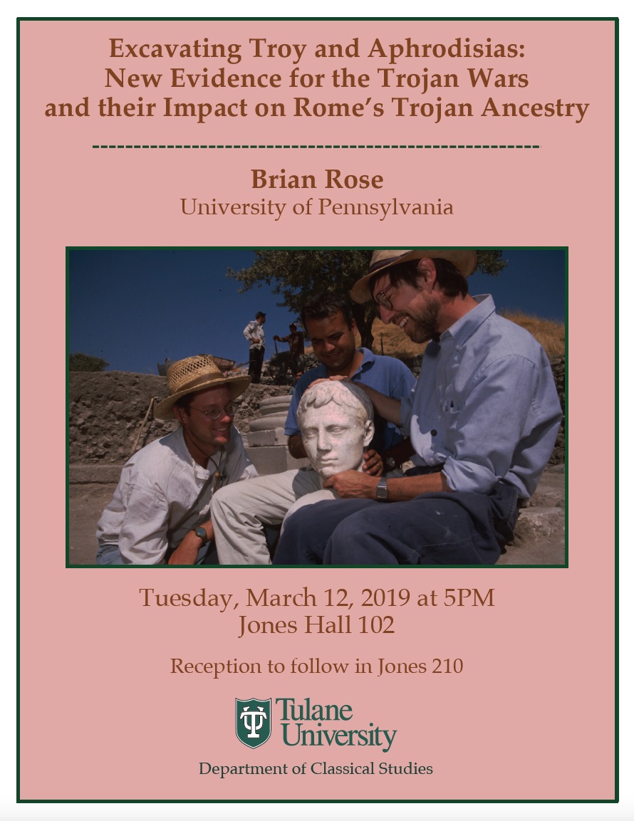 Flyer for the 2019 Excavating Troy and Aphrodisias lecture