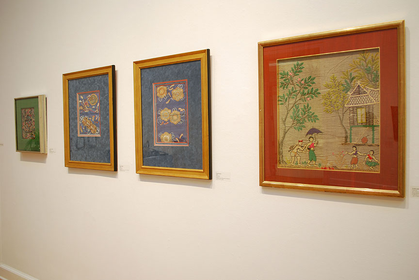 From left Unknown Artist, 20th c.; Japanese artist, Kossu, 20th c.; in red mat- Thai artist, 20th c.