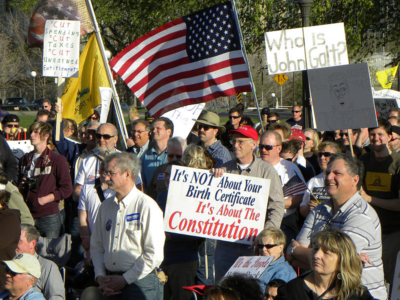 Protesters call for smaller government and the repeal of Obamacare (Affordable Care Act)