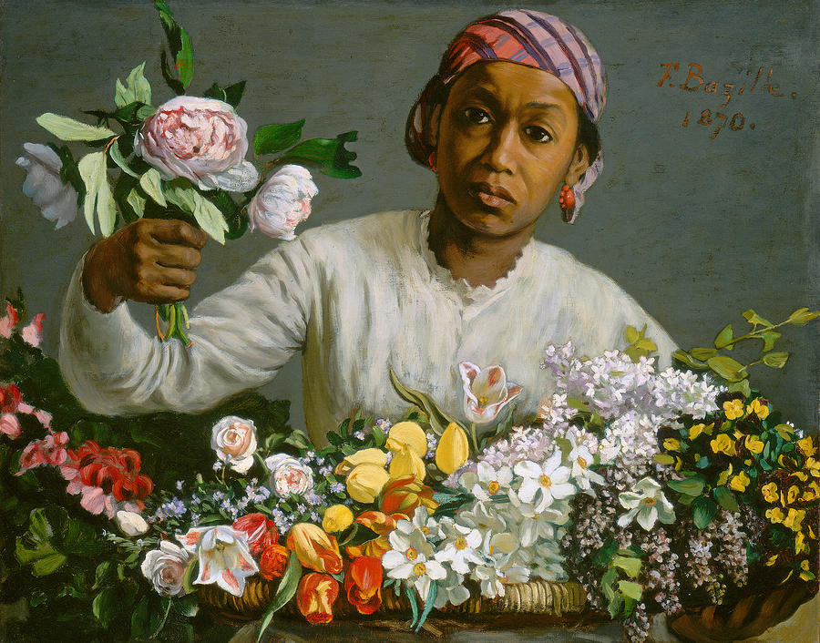 FRÉDÉRIC BAZILLE Young Woman with Peonies, 1870