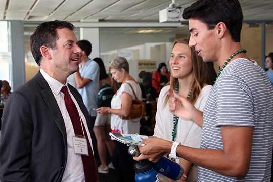 Dean Brian Edwards with students