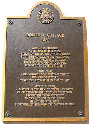 Dolliole Cottage Orleans Parish Landmarks Commission Plaque