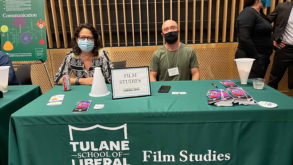 Ana Lopéz and Eric Herhuth at the Film Studies table